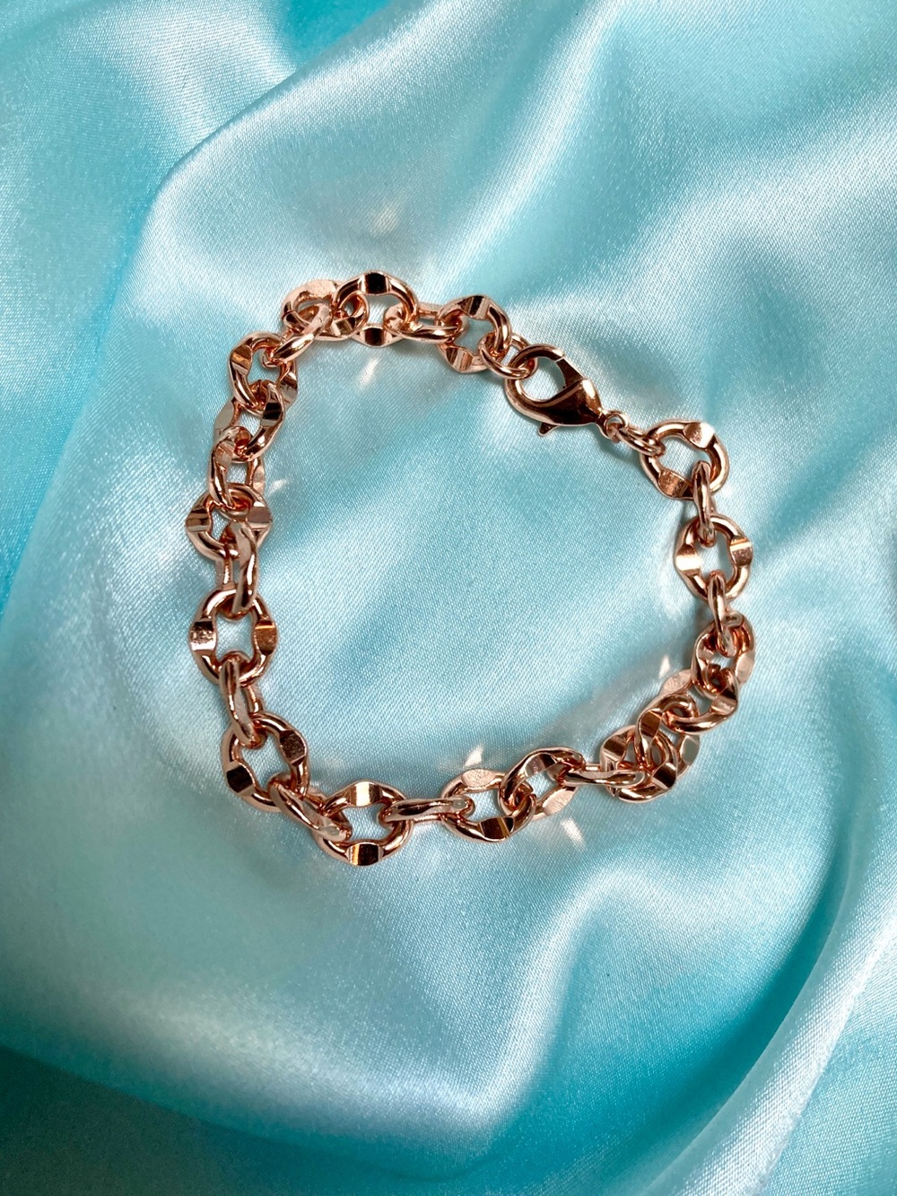 Rose Gold Link Bracelet - Diamond Cut Classy 8”
